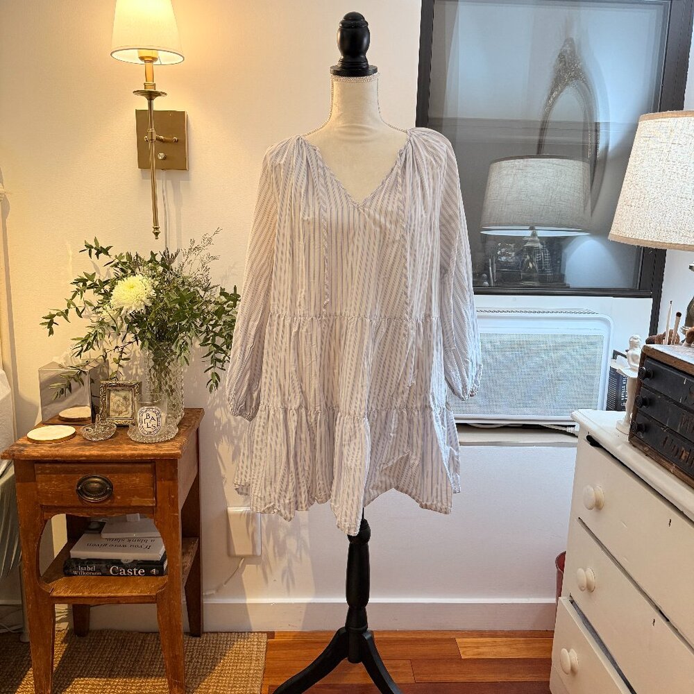 Blue Striped Bathing Suit Coverup